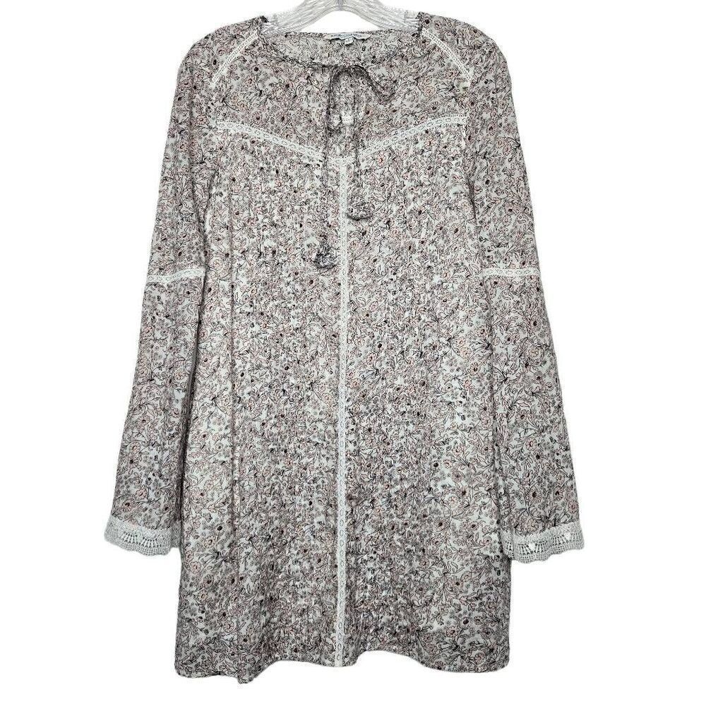 Rebecca Minkoff Floral Pleated Lace Bell Sleeves Mini Dress Size Small